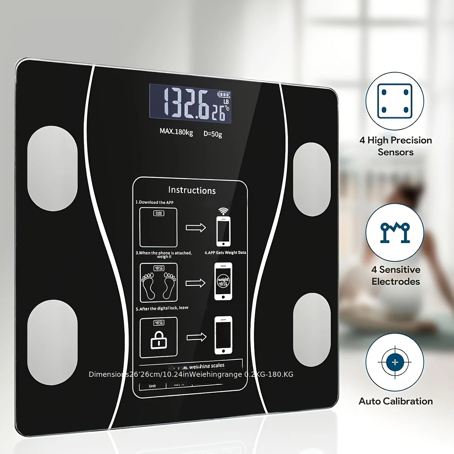 Intelligent Digital Body Scale With Backlit LED Display Screen,Weighing Up To 400 Pounds,Ideal for Weight Management & Fitness Ai-TechWorld 