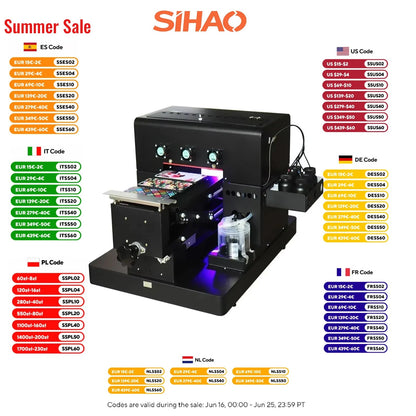Sihao DIY A4 UV Printer Upgrade Flatbed UV Flatbed Printing Machine With ACRO RIP Software For Phone Case Metal Glass Wood Ai-TechWorld   ai-techworld