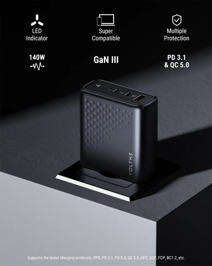 VOLTME GaN Charger 140W USB Type C PD3.1 Fast Charge For Macbook pro 16″ Quick Charge 5.0 Phone Charger For iPhone 15 Pro Max Ai-TechWorld 