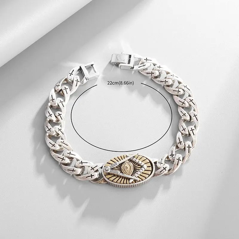 Men's Classic God's All Seeing Eye Masonic Symbol Bracelet Fashion Braided Cross Bracelet Religious Prayer Amulet Jewelry Ai-TechWorld 