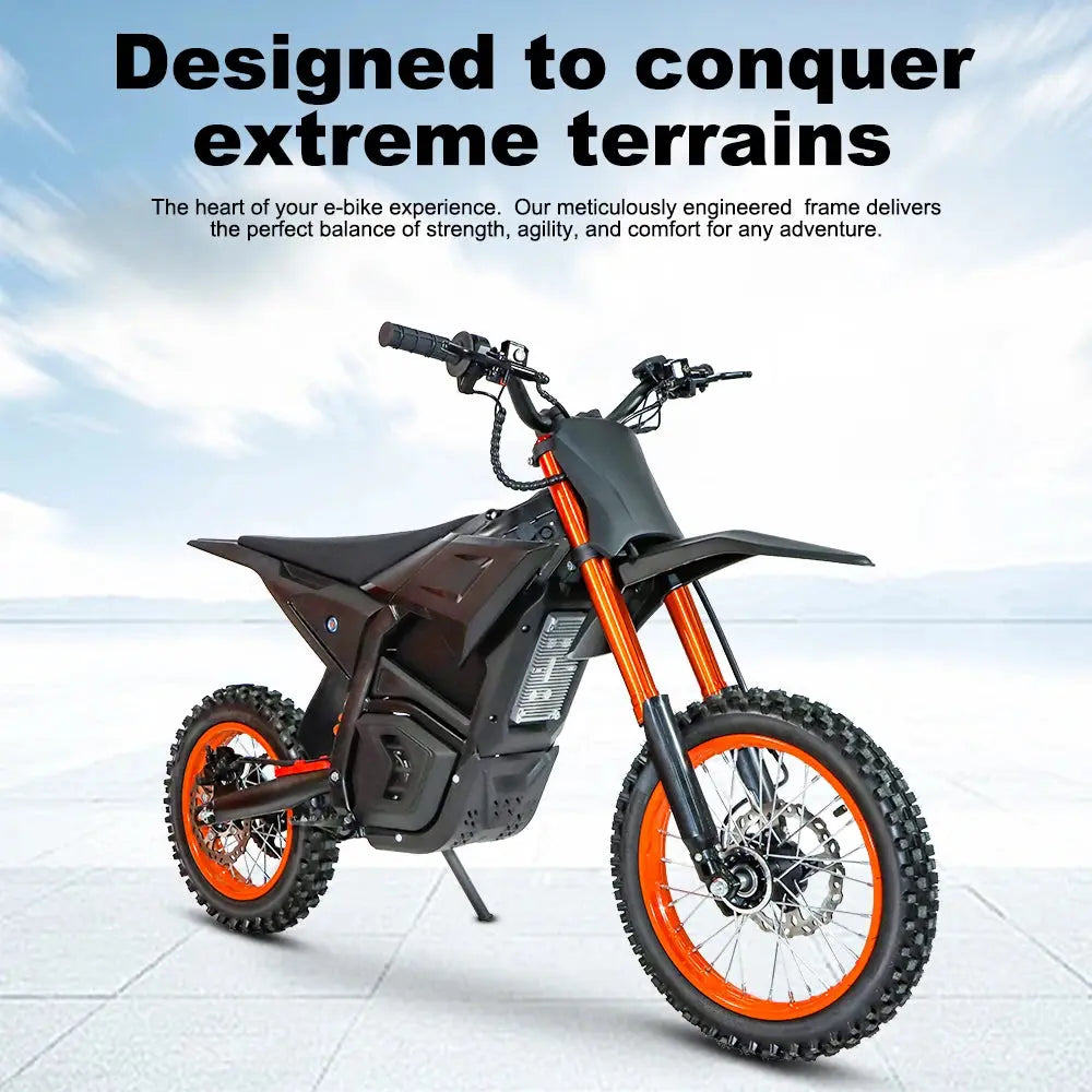 Electric Motocross Bike 3000W, 28Mph, 50 Miles, Urban Commuting Off-Road Electric Bike, 14" 48V 21AH, Full Suspension Ai-TechWorld 