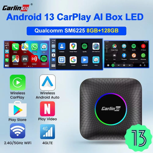 CarlinKit CarPlay Ai Box Android 13 SM6225 8 Cores 64GB 128GB Car Smart Streaming Box Wireless CarPlay Android Auto For Netflix Ai-TechWorld 