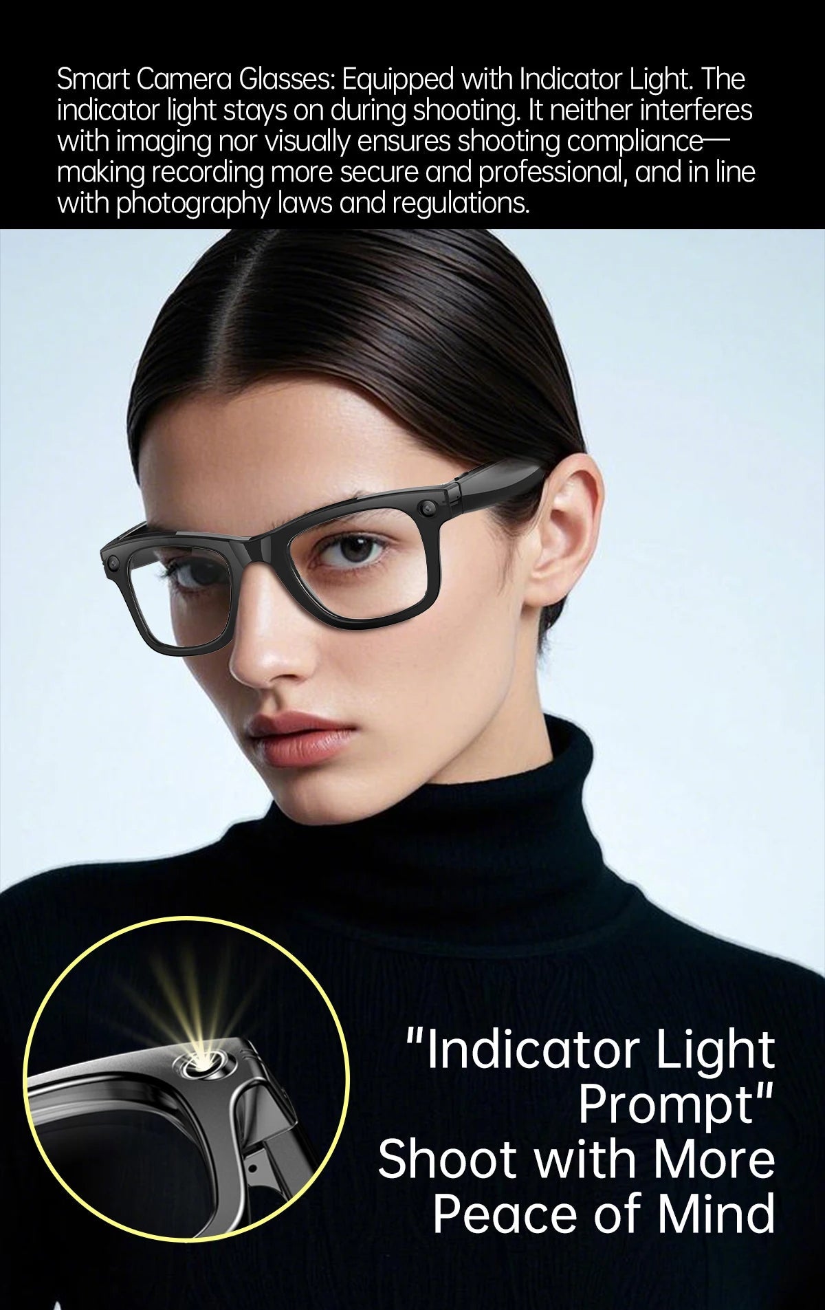 AI Smart Glasses 5 Million Pixels Recording Videos Photo Recognition Answer Translation 290mAh IP66 Waterproof Bluetooth Glasses Ai-TechWorld 