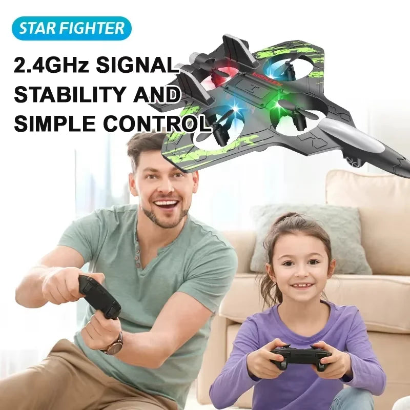 2.4G remote control fighter electric foam glider stunt tumbling UAV hovering helicopter with LED colorful lights aircraft model Ai-TechWorld 