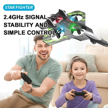 2.4G remote control fighter electric foam glider stunt tumbling UAV hovering helicopter with LED colorful lights aircraft model Ai-TechWorld 