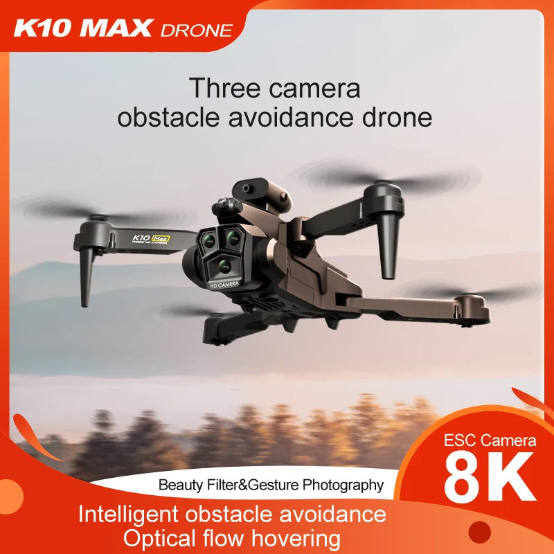 K10 Max 4k/8k Drone Profesional With Three Camera Intelligent Optical Flow Localization Four-way Obstacle Avoidance Toy plane Ai-TechWorld 