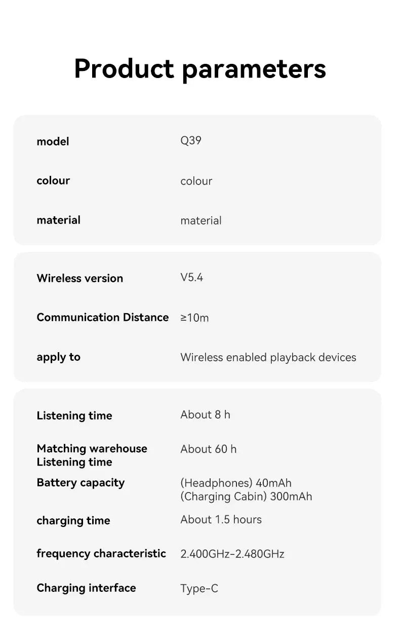 MZYMI Q39 AI Translation Wireless Earphone TWS Ear Hook Sport Running Bluetooth Headset ENC Noise Cancelling Headphone With Mic Ai-TechWorld 