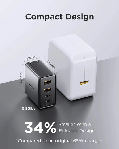 PISEN 65W 4-Port GaN Charger w/ 4FT C-C Cable, Fast Charge for MacBook, iPhone 16-14, iPad, Galaxy S24, Pixel 8, Steam Deck Ai-TechWorld 