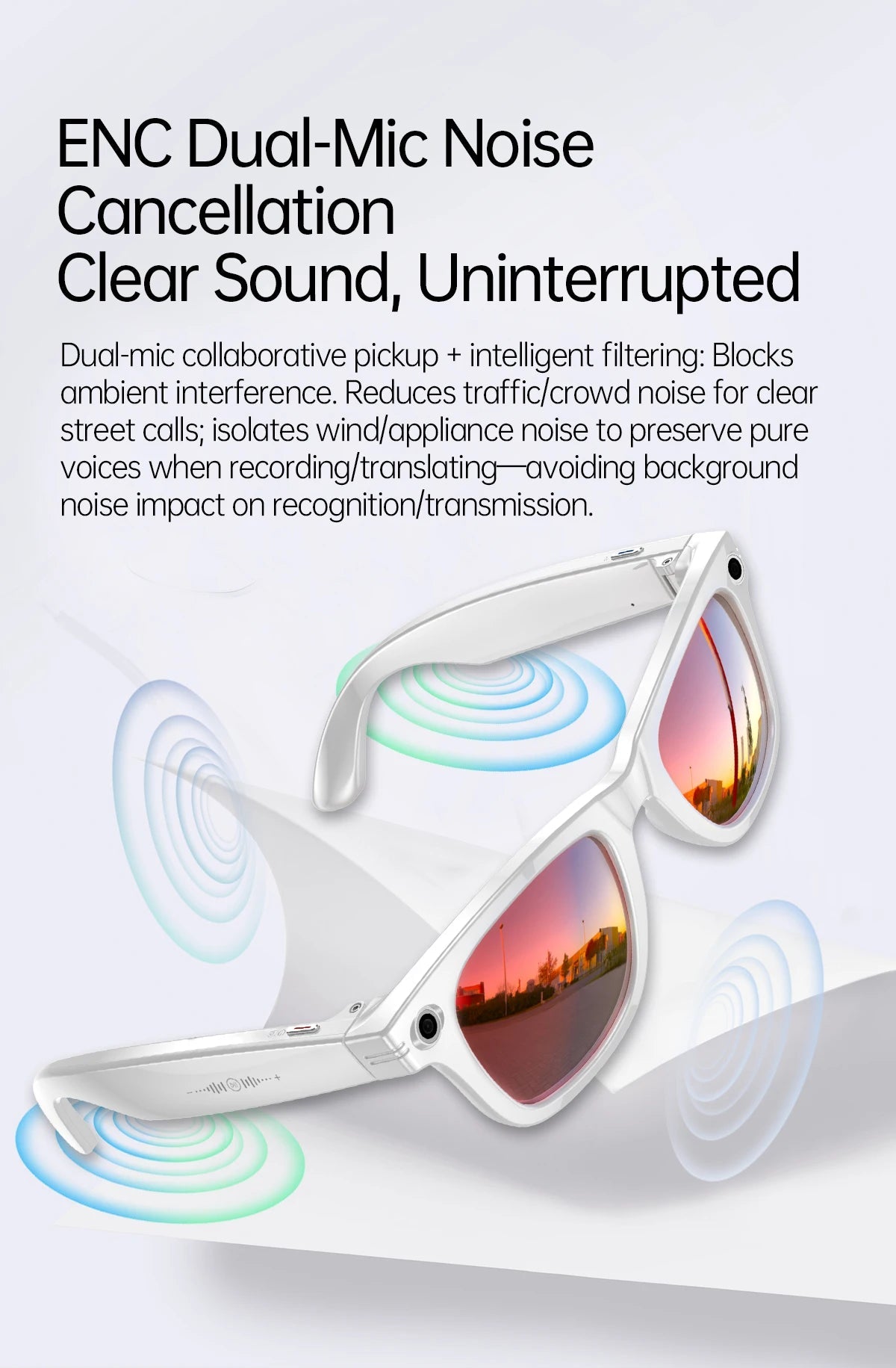 AI Smart Glasses 5 Million Pixels Recording Videos Photo Recognition Answer Translation 290mAh IP66 Waterproof Bluetooth Glasses Ai-TechWorld 