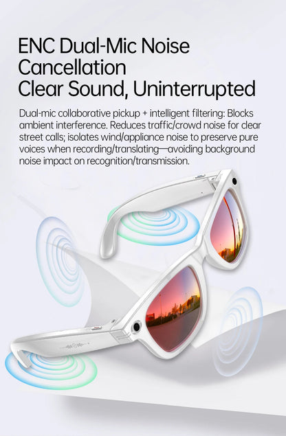 AI Smart Glasses 5 Million Pixels Recording Videos Photo Recognition Answer Translation 290mAh IP66 Waterproof Bluetooth Glasses Ai-TechWorld 