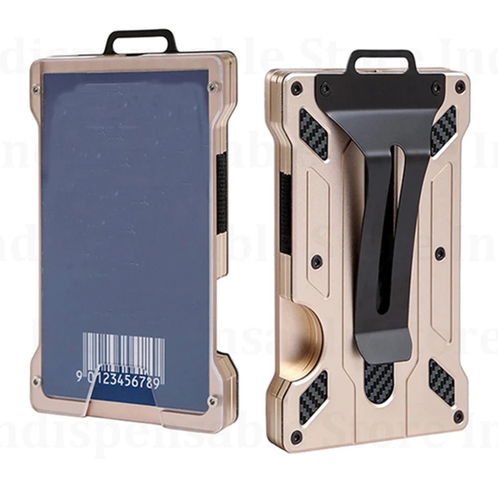 Wallet for Men Slim Aluminum Metal Money Clip with 1 Clear Window ID Badge Holder RFID Blocking Holds Up 15 Cards with Cash Clip Ai-TechWorld 