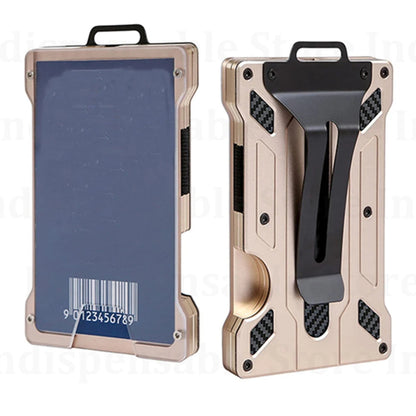 Wallet for Men Slim Aluminum Metal Money Clip with 1 Clear Window ID Badge Holder RFID Blocking Holds Up 15 Cards with Cash Clip Ai-TechWorld 