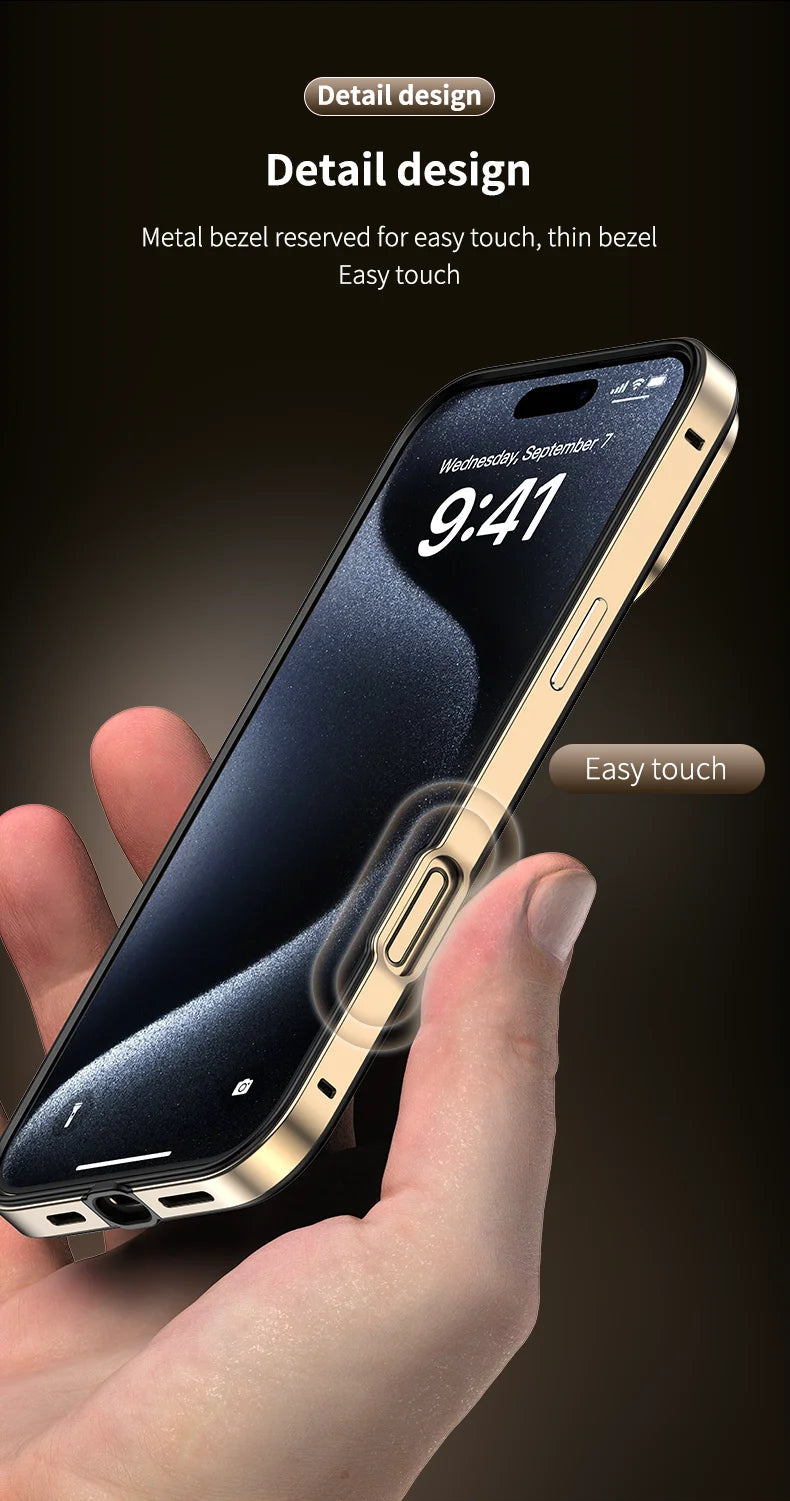 Camera Protection + Hybrid Silicone Frame Aluminum Metal Phone Case For iPhone 17 16 15 Pro Max 14 13 Better Heat Bumper Ai-TechWorld 