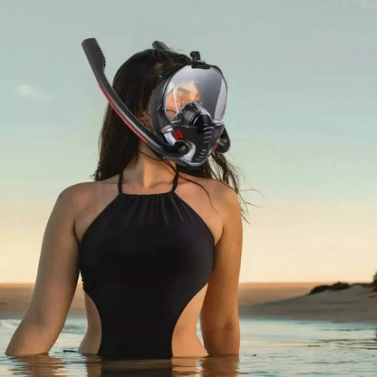 Snorkeling Mask Double Tube Silicone Full Dry Diving Mask Adult Swimming Mask Diving Goggles Self Contained Underwater Breathing Ai-TechWorld 