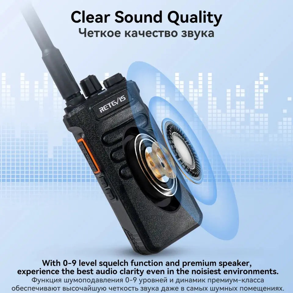 Retevis RT86 10W Walkie Talkie Professional Two Way Radio Long Range Walkie Talkie UHF Communication radio for Outdoor Business Ai-TechWorld 
