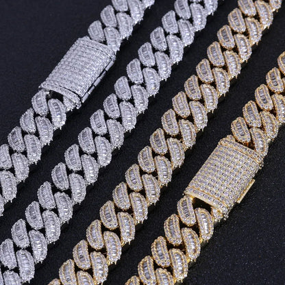 NUOYA Hip Hop Jewelry High Quality 12mm Bling Iced Cz Rectangle Diamond Prong Setting Cuban Link Necklace Homme Ai-TechWorld 