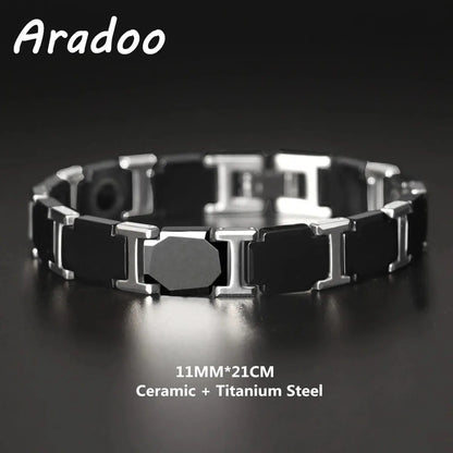 Titanium Steel Ceramic Energy Bracelet Stainless Steel Zirconia Couple Ceramic Bracelet Ai-TechWorld 