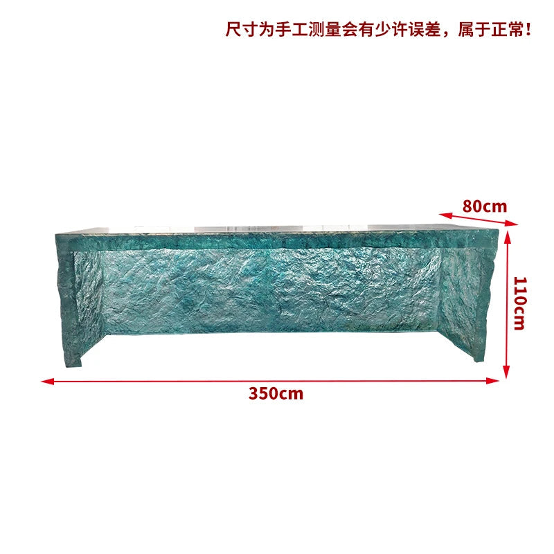 Premium Light Luxury Transparent Resin Hotel Front Desk Restaurant Villa Kitchen Partition Luminous Crystal Glacier Island Table Ai-TechWorld 