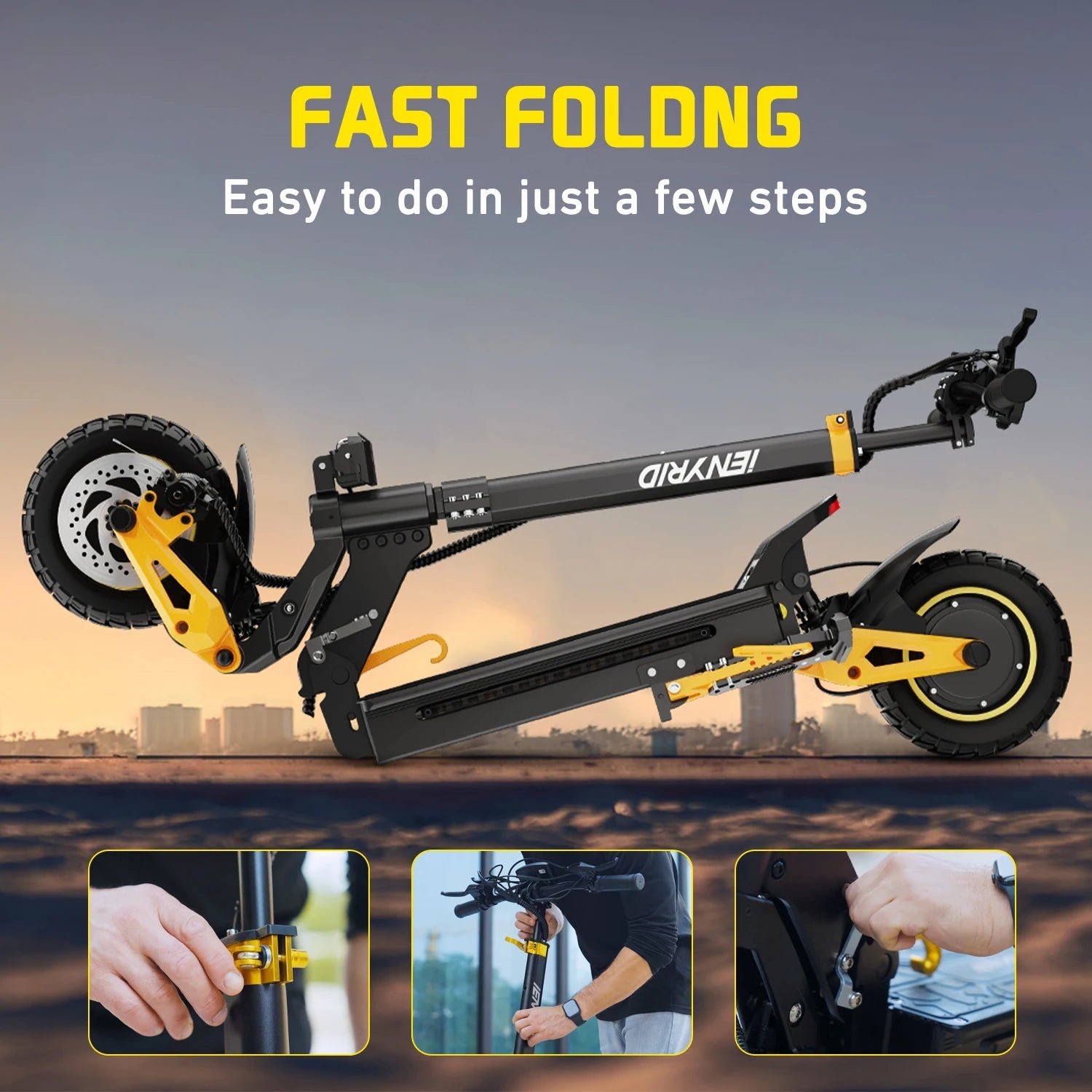 IENYRID ES1 Electric Scooter Foldable 2400W Dual Motor 48V20.8Ah Lithium Battery E-Scooter 10-inch Tires Adult City E-Scooter Ai-TechWorld 