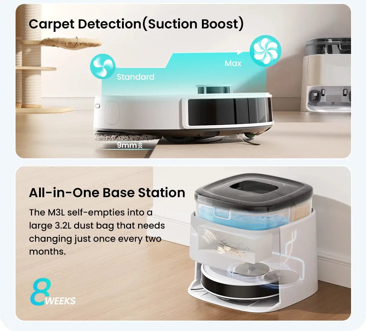 LEFANT M3 M3L Robot Vacuum Cleaner with Mapping, 12000Pa Suction Ai-TechWorld 
