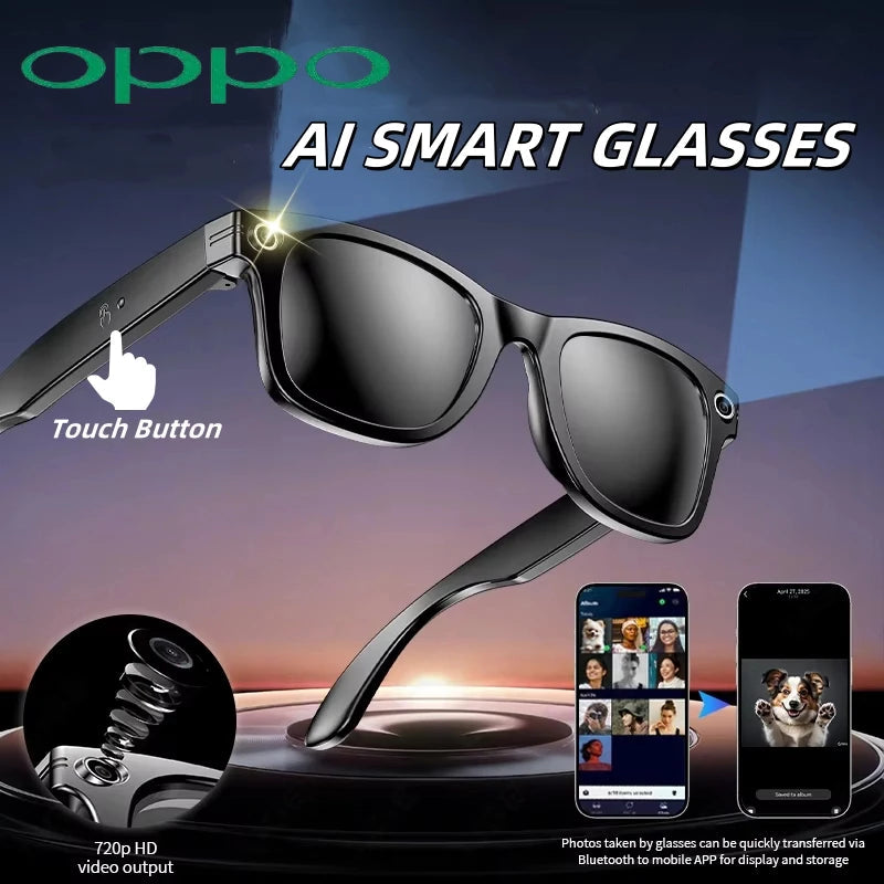 OPPO AI Smart Glasses Ultra Clear Camera Shootingand Recording Touch Sport Sunglasses Bluetooth Call Video Music Player Ai-TechWorld 