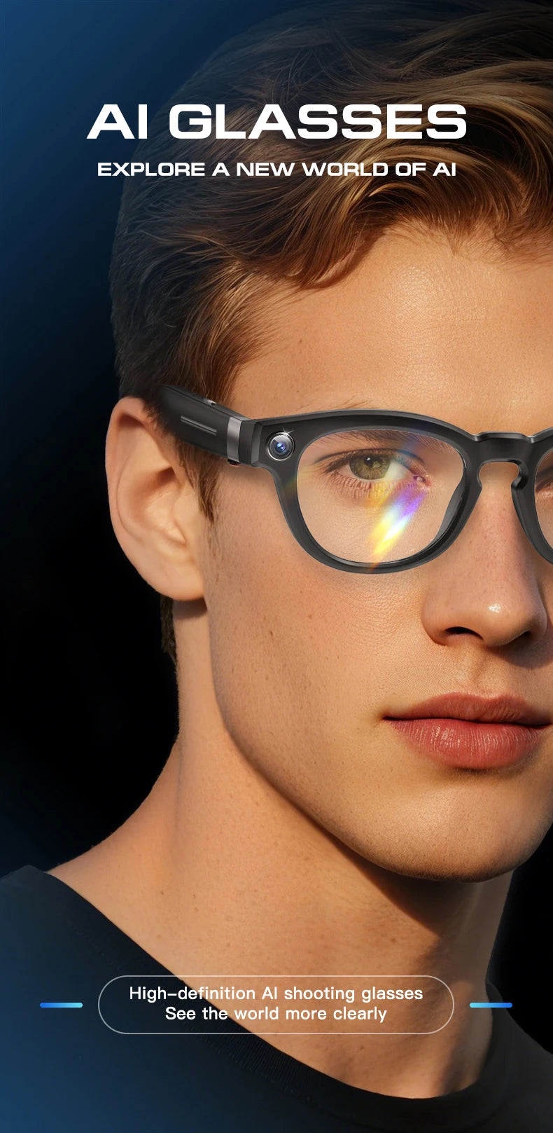 LIGE 4K 800W HD Camera Smart Glasses Recording Videos 290mAh AI Photo Recognition Chat Translation Bluetooth Photochromic Lenses Ai-TechWorld 