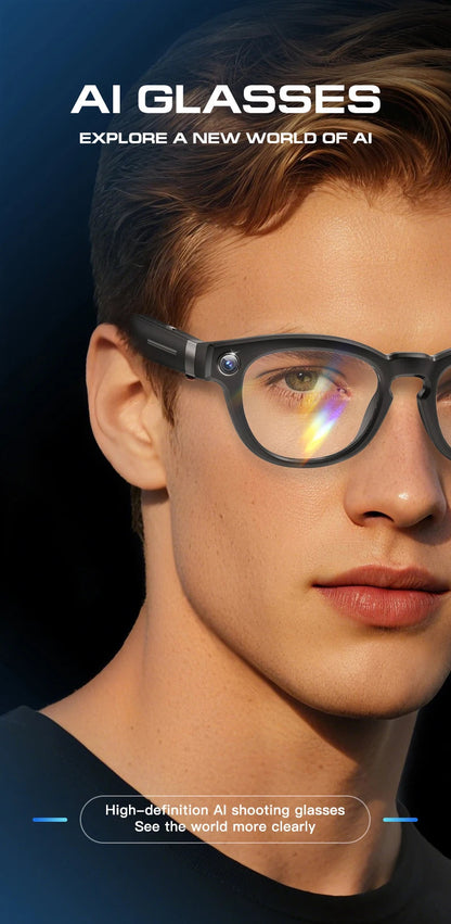 LIGE 4K 800W HD Camera Smart Glasses Recording Videos 290mAh AI Photo Recognition Chat Translation Bluetooth Photochromic Lenses Ai-TechWorld 