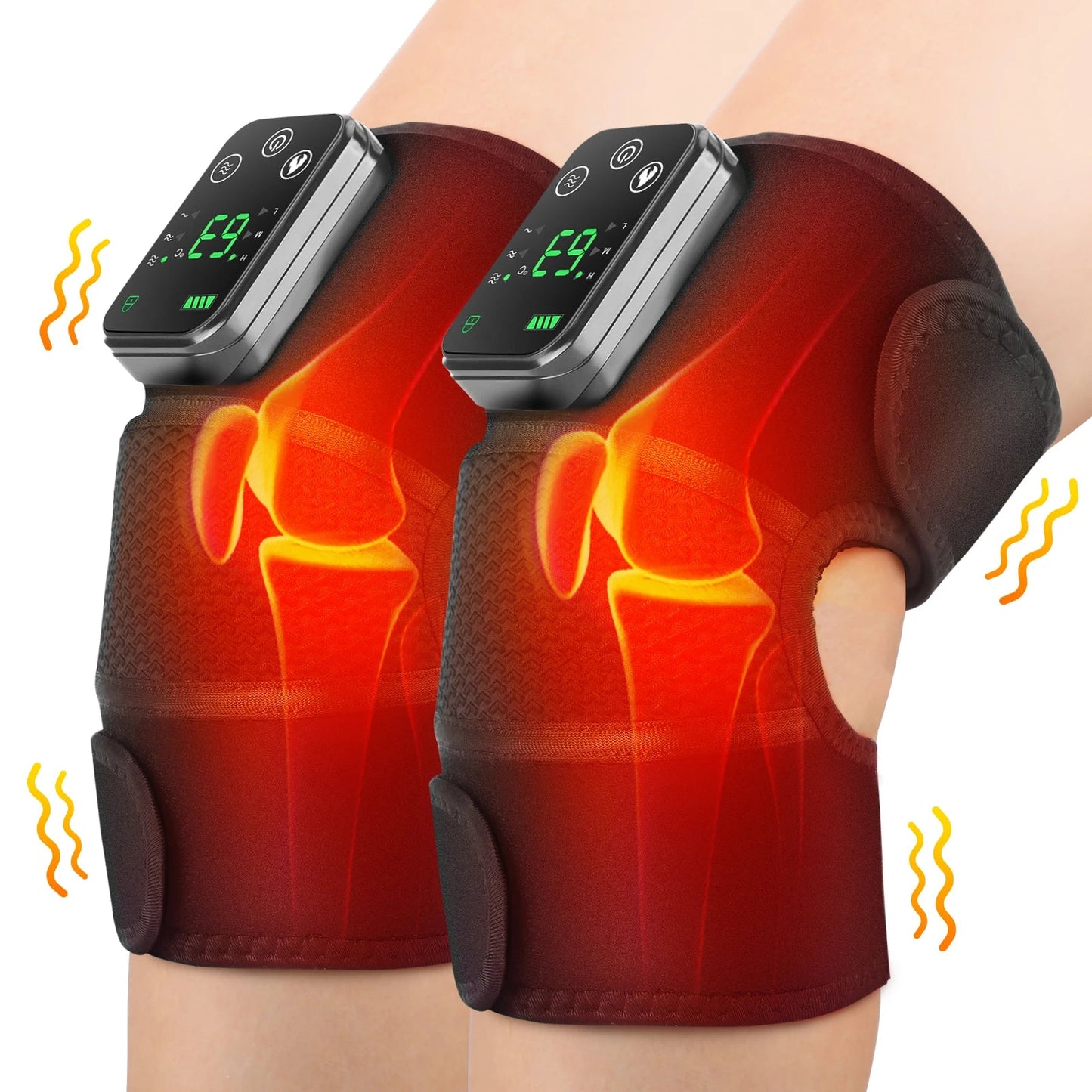 Thermal Knee Massager 3 in 1 Shoulder Knee Elbow Heating Massage Support Brace Rechargeable Vibration Pad Machine Muscle Relax Ai-TechWorld 