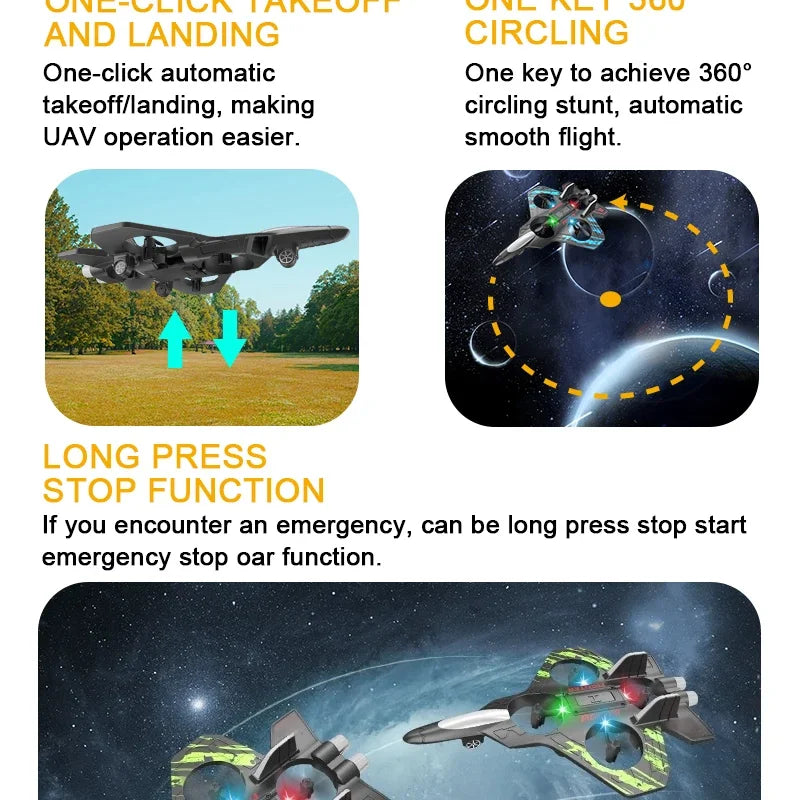 2.4G remote control fighter electric foam glider stunt tumbling UAV hovering helicopter with LED colorful lights aircraft model Ai-TechWorld 