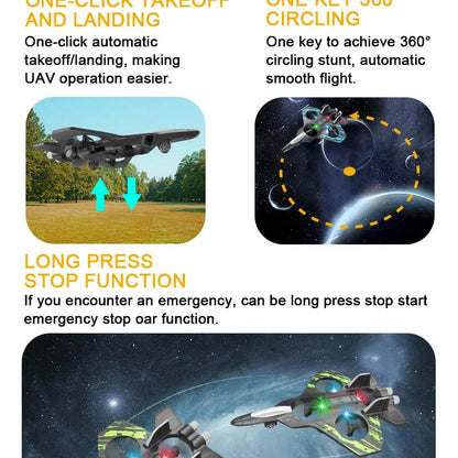 2.4G remote control fighter electric foam glider stunt tumbling UAV hovering helicopter with LED colorful lights aircraft model Ai-TechWorld 