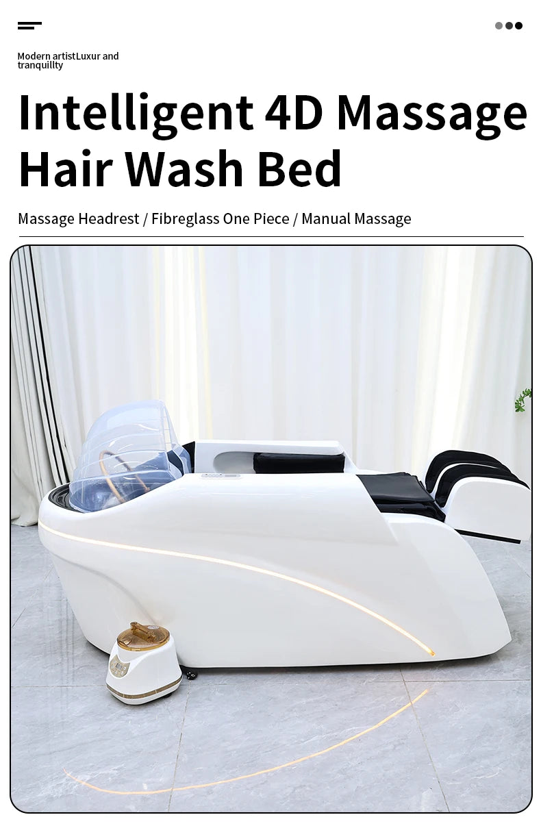 Salon Head Spa Synthetic Leather Head Therapy Beds Automatic Massage Shampoo Bed Ai-TechWorld 