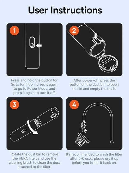 Baseus A5 Air Car Vacuum Cleaner 2-in-1 Powerful Wireless Cleaner Strong Suction Handheld Car Cleaning Portable Home Appliance Ai-TechWorld 