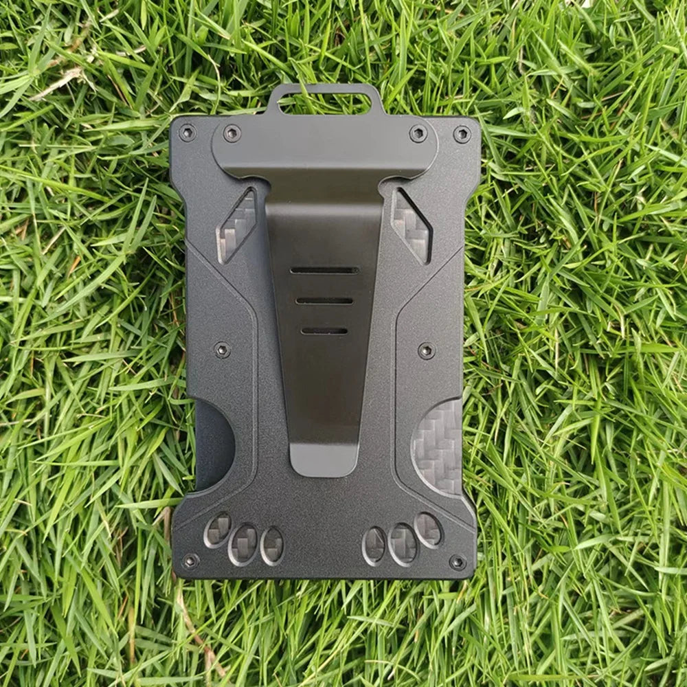 Wallet for Men Slim Aluminum Metal Money Clip with 1 Clear Window ID Badge Holder RFID Blocking Holds Up 15 Cards with Cash Clip Ai-TechWorld 