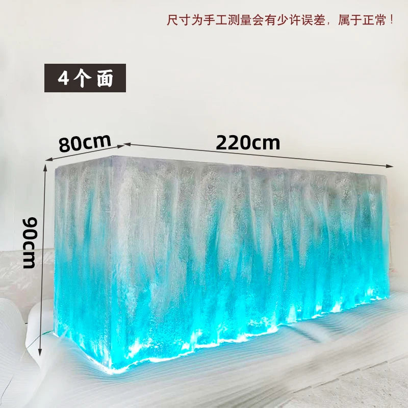 Premium Light Luxury Transparent Resin Hotel Front Desk Restaurant Villa Kitchen Partition Luminous Crystal Glacier Island Table Ai-TechWorld 