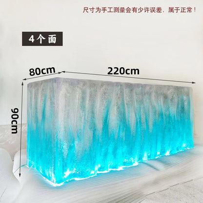 Premium Light Luxury Transparent Resin Hotel Front Desk Restaurant Villa Kitchen Partition Luminous Crystal Glacier Island Table Ai-TechWorld 