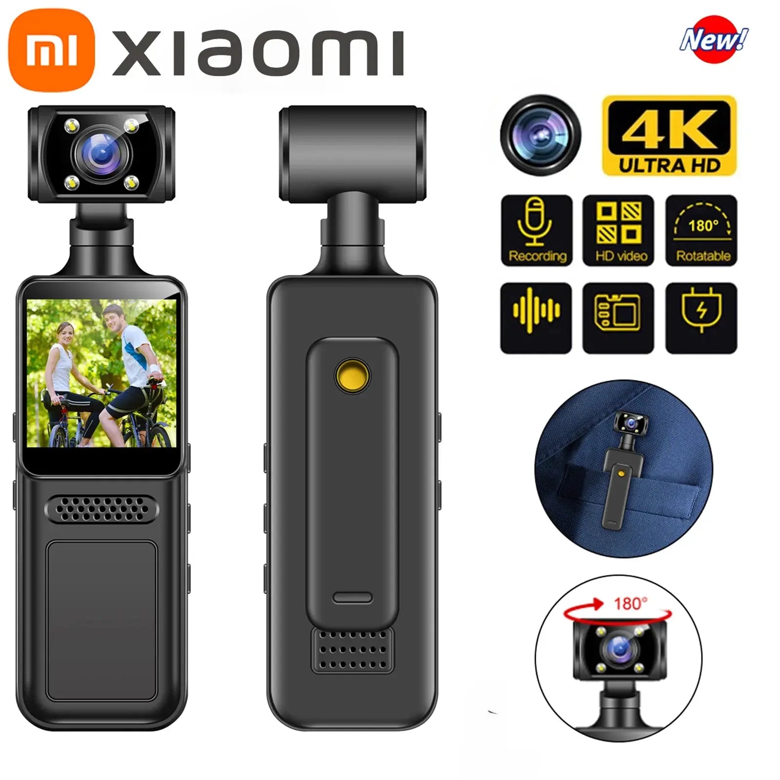 Xiaomi 8K HD Handheld Pocket Camera 180 ° Rotating Mini Portable Camera Wearable Night Vision Outdoor Sports Camera 2025 New Ai-TechWorld 