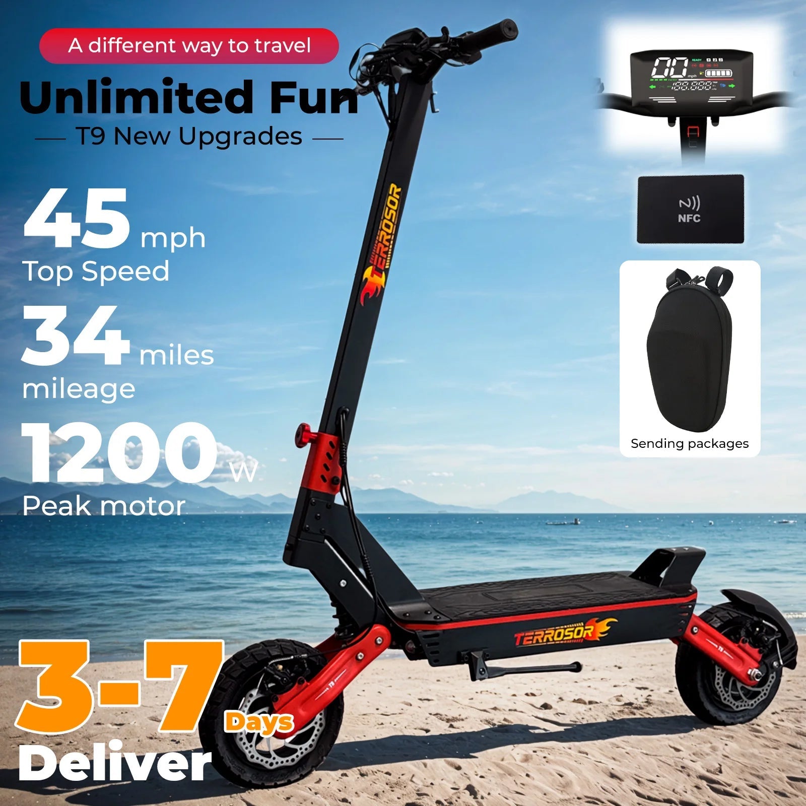 Electric Scooter for Adults, 1200WMotor Fast E Scooter, 11" Off-Road Tires, Up to 28 MPH Top Speed & 20 Miles Long Range, Dual B Ai-TechWorld 
