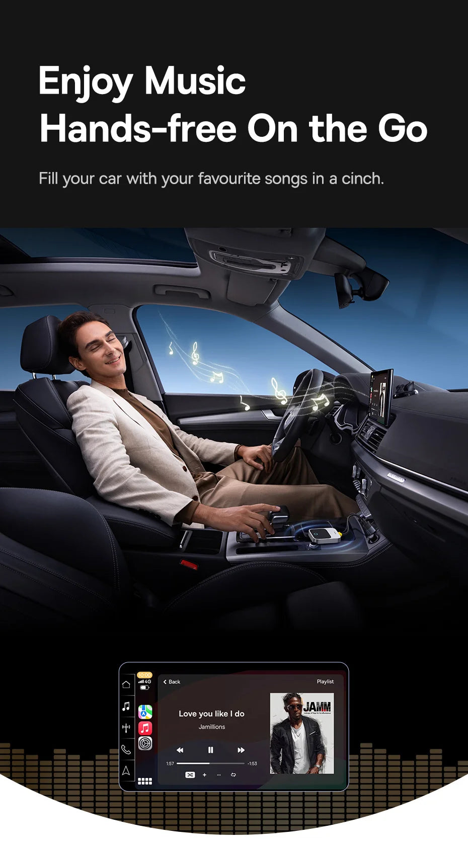 Baseus Wireless CarPlay Wired to Wireless CarPlay Adapter Auto Connect Car Intelligent Systems Plug&Play Bluetooth Smart CarPlay Ai-TechWorld 