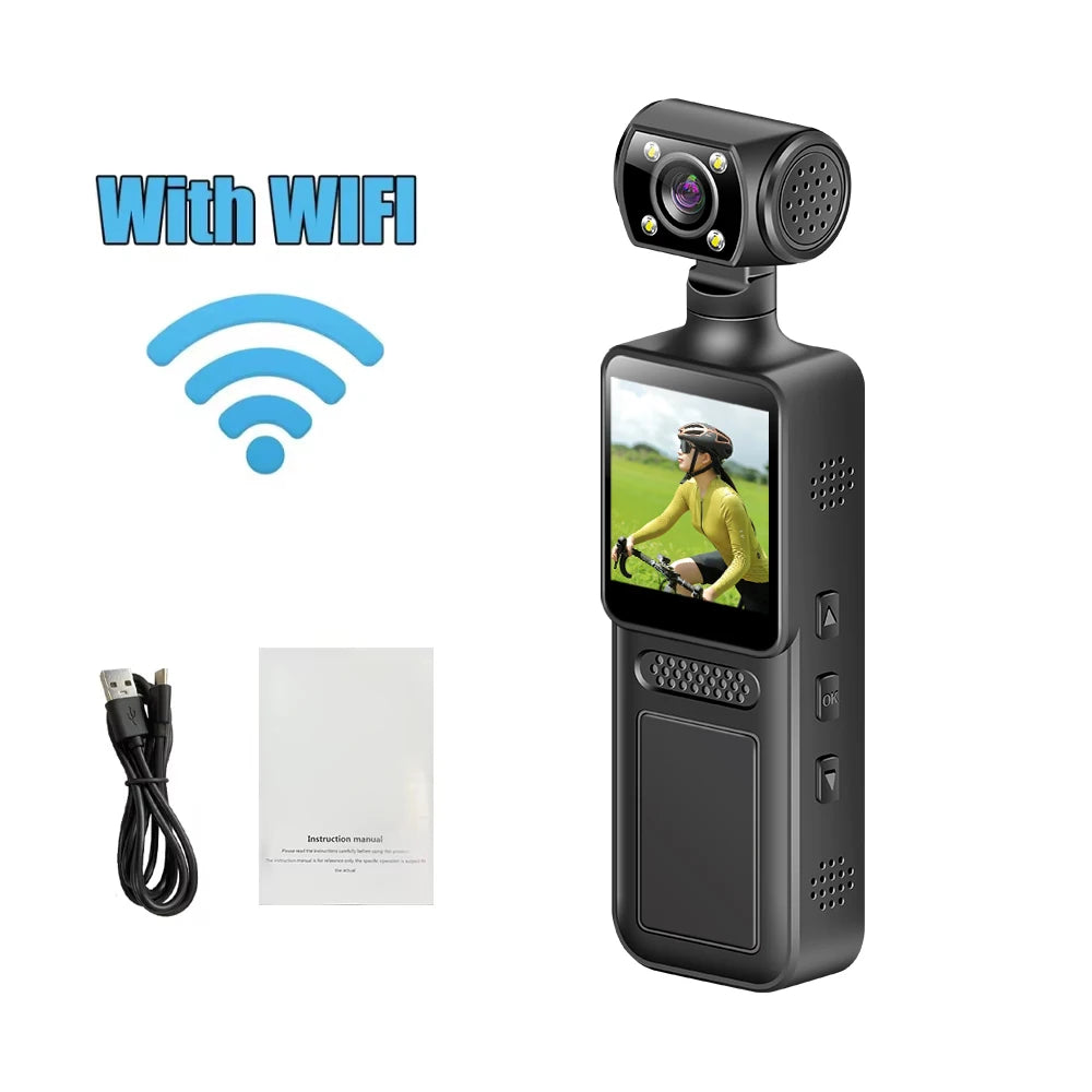 4K HD Handheld Pocket Camera 180 ° Rotating Mini Portable Camera Wearable Night Vision Outdoor Sports Camera 2025 New Ai-TechWorld 