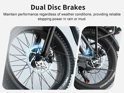 1000W Folding Electric Bike,48V 20.8AH Removable Battery EBike,30+MPH,80 Miles Max Range Electric Bike for Adults, 20" Fat Tire Ai-TechWorld 