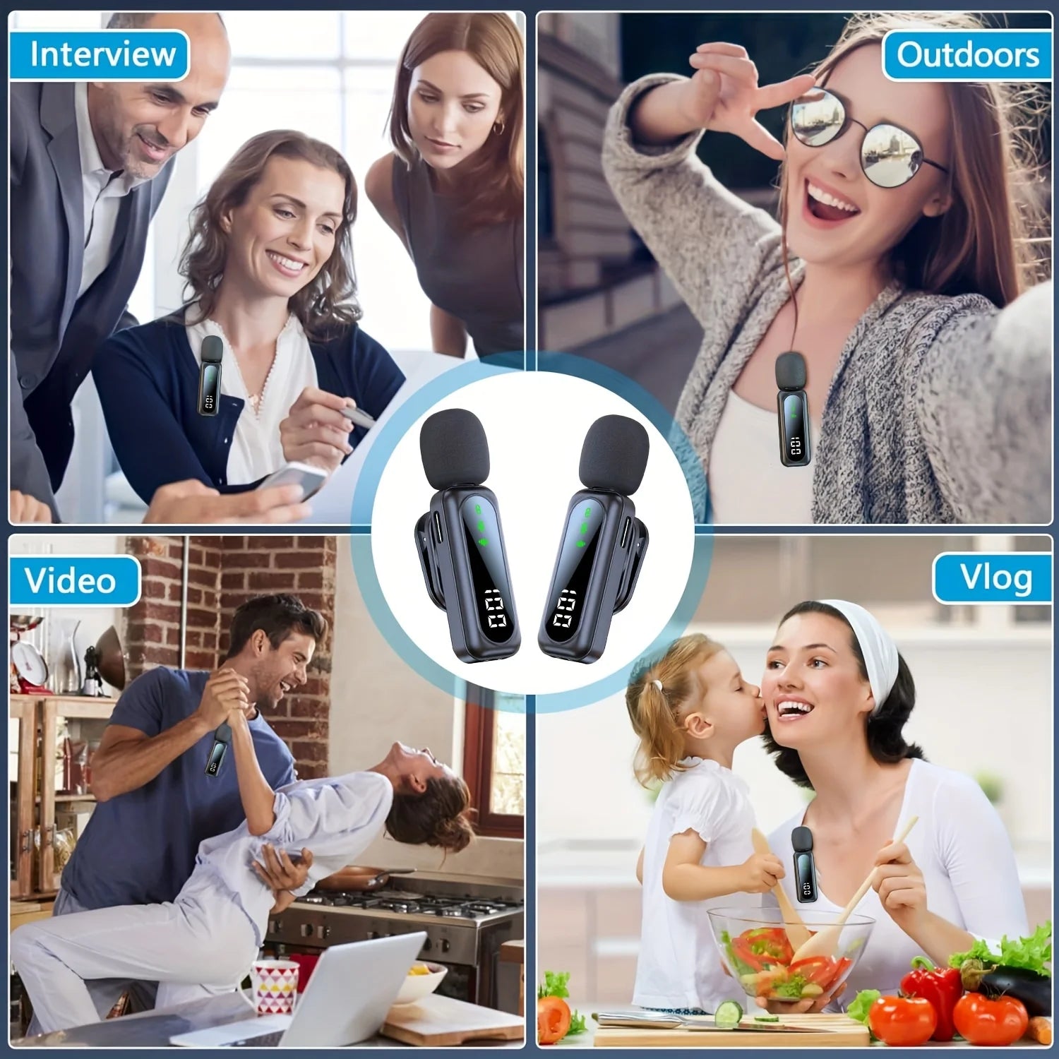 Professional Wireless Lavalier Microphone System with Intelligent Noise Cancellation Lapel Mic For Vlog&Interviews&Conferences Ai-TechWorld 