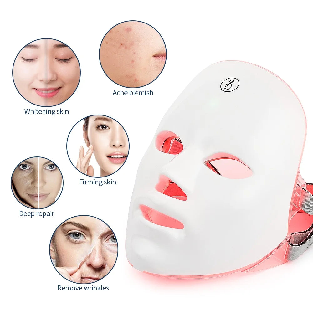 Rechargeable Facial LED Mask 7 Colors LED Photon Beauty Mask Skin Rejuvenation Home Face Lifting Whitening Skin Care Beauty Mask Ai-TechWorld 
