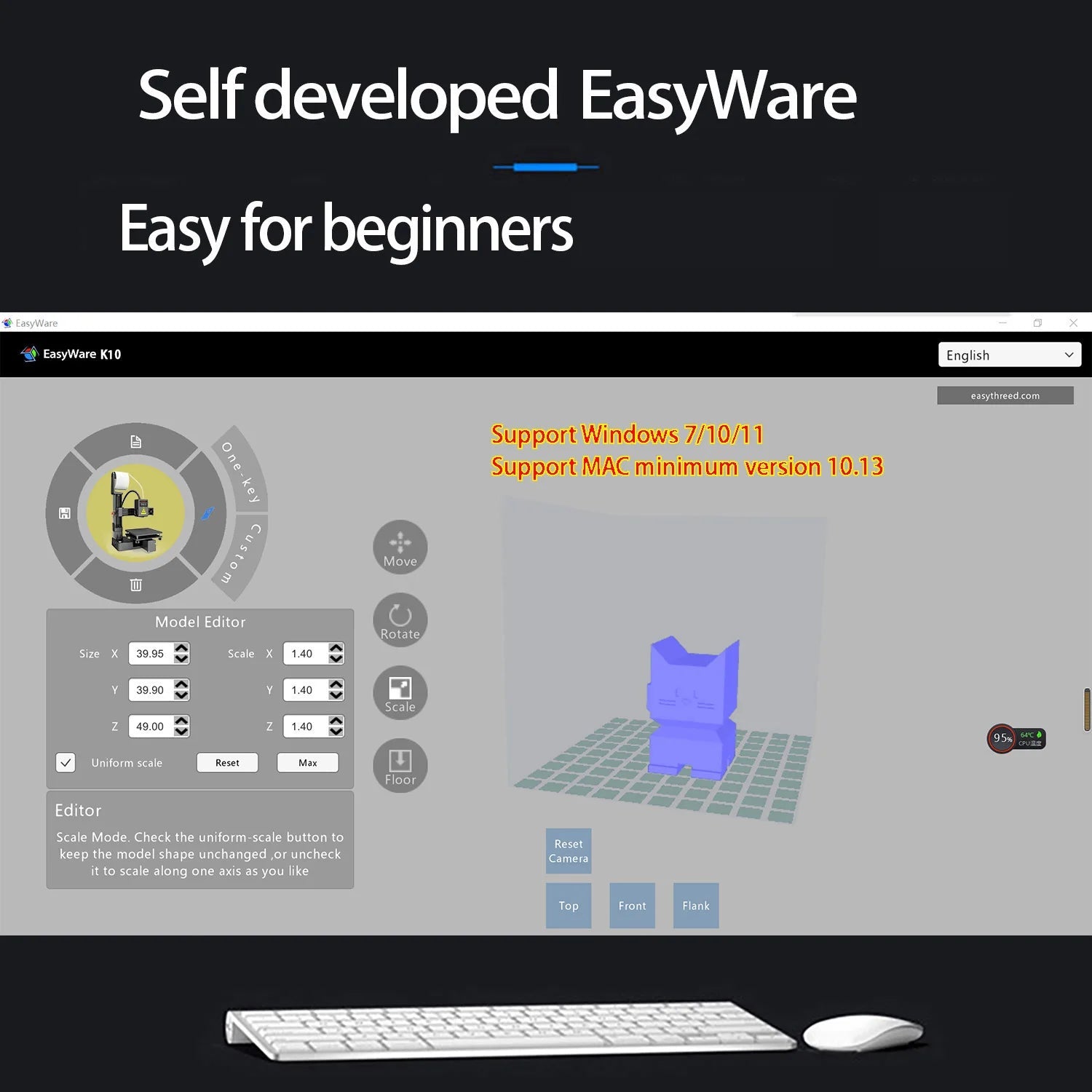 EasyThreed 3D Printer  Entry Level  Compatible with PLA TPU 1.75mm Filament  include Power Adaptor. Ai-TechWorld 