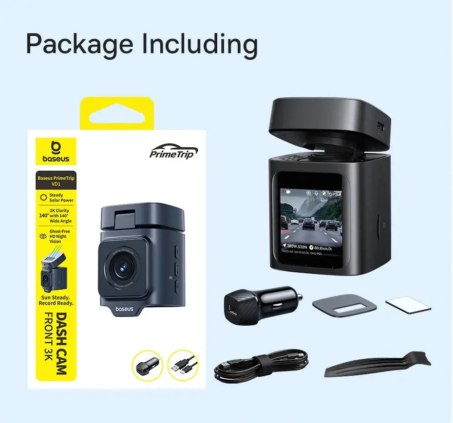 Baseus 3K Dash Cam VD1 Front and Rear Cam HD Built-in GPS Galileo Supercapacitor Car DVR Car Camera Recorder Support 24H Parking Ai-TechWorld 
