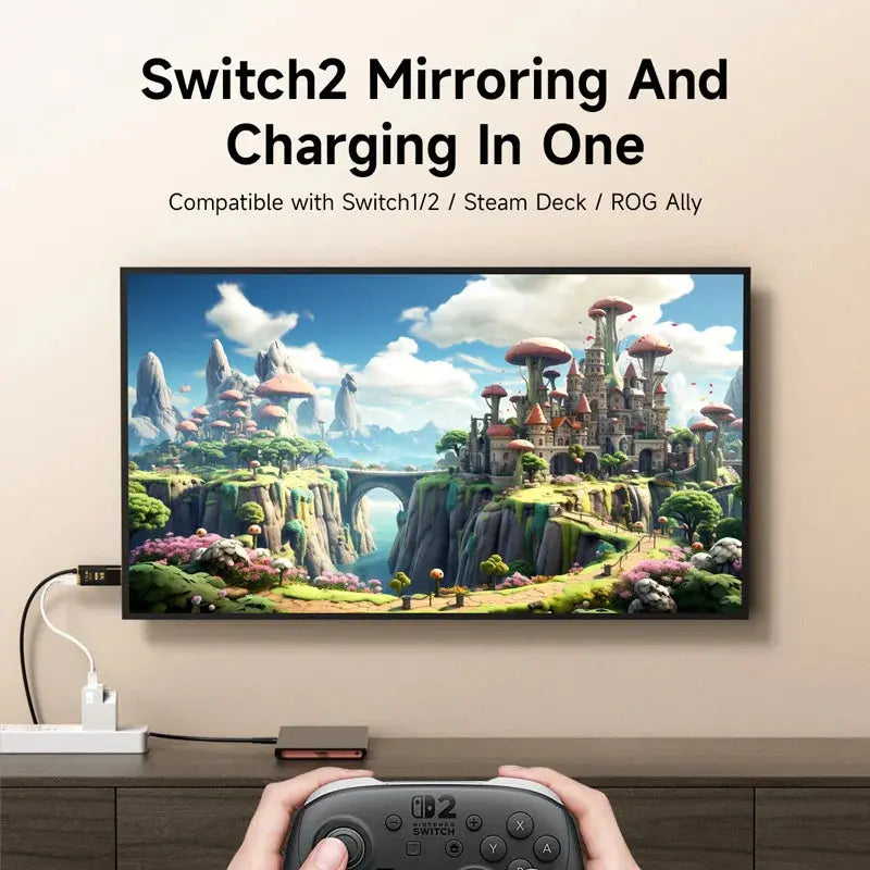 Hagibis Switch Dock for Nintendo Switch/OLED/Switch2 USB C to HDMI Cable Adapter 8K@60Hz HDR 100W PD for Laptop SteamDeck ROG Ai-TechWorld 