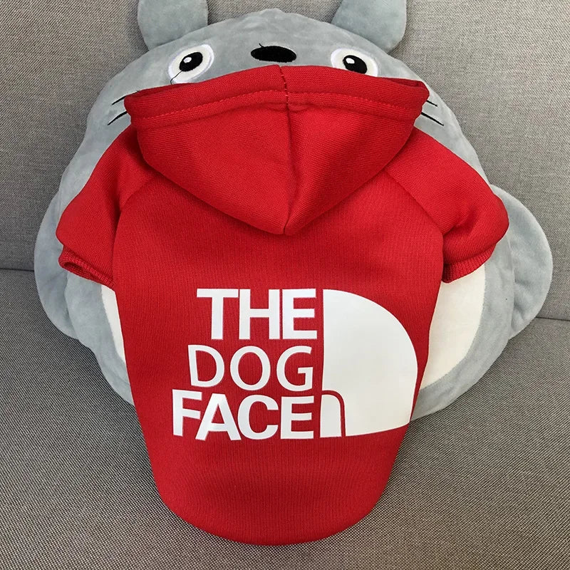 Pet Dog Hoodies Autumn and Winter Season Large Dog Clothes Dog Face Text Pattern French Bulldog Labrador Jacket Clothing Ai-TechWorld 