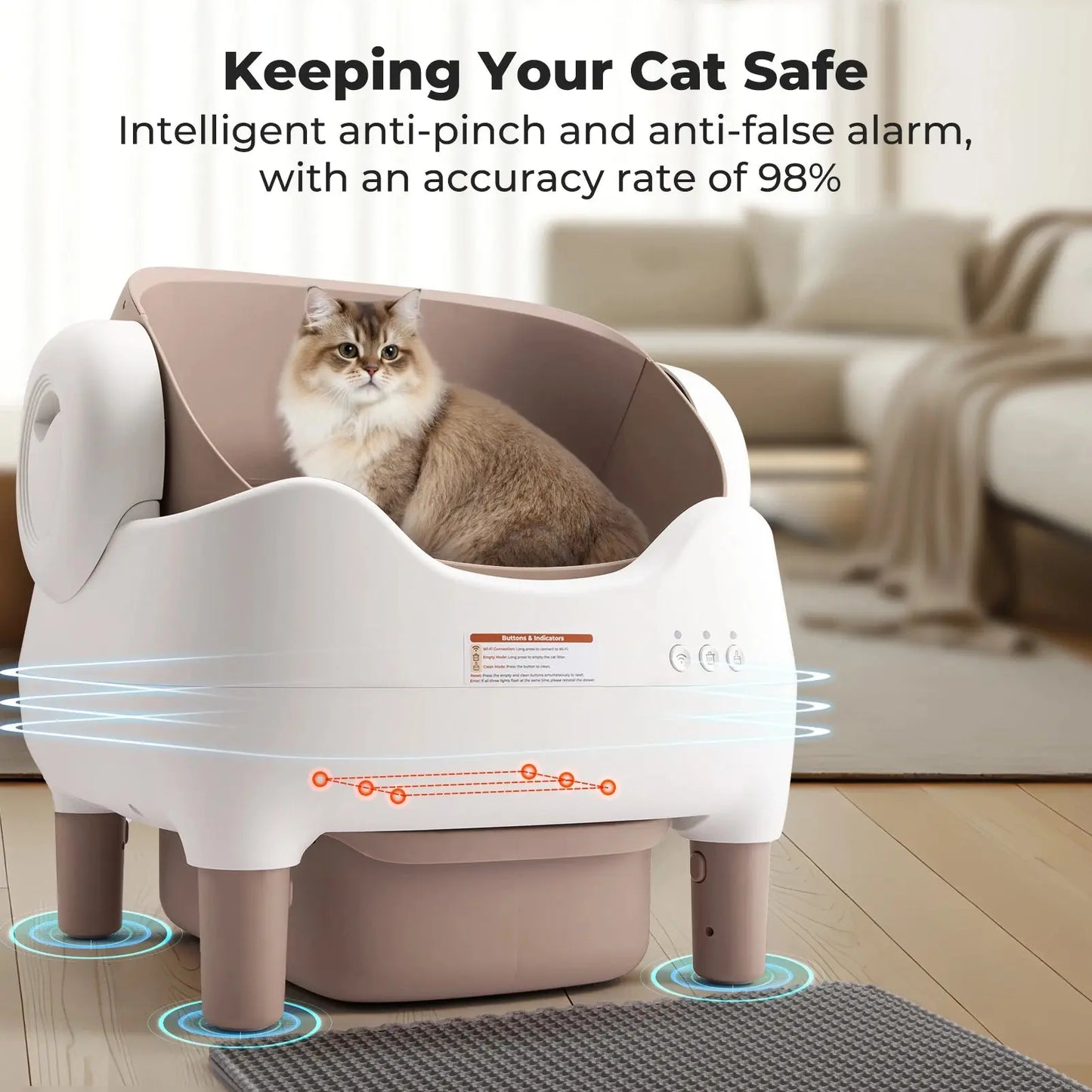 Self Cleaning Litter Box, Automatic Cat Litter Box with APP Control, Odor-Free  Large Waste Bin, Open-Top for Multi Cats Ai-TechWorld 
