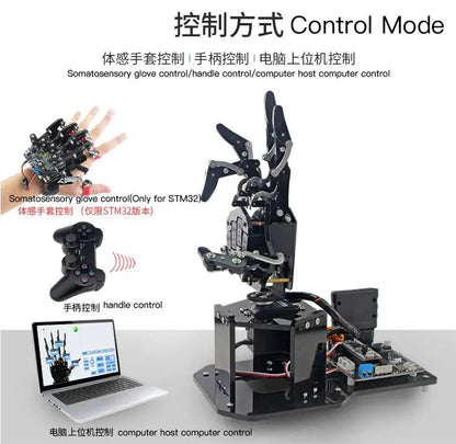 STEM For Arduino STM32 Bionic Robot Palm Hand Manipulator Open Source Code 5 Hands Educational Kit with Ps2/Somatosensory Gloves Ai-TechWorld 