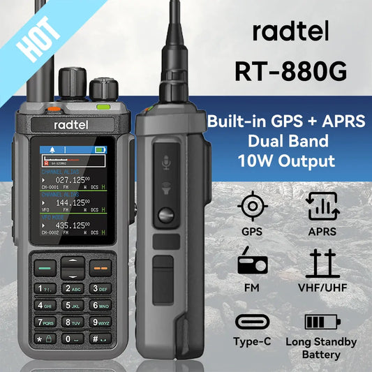 Radtel RT-880G 10w APRS+GPS Ham Radio with Cross Band Repeater Short Wave HF SSB CB  Walkie Talkie  AM USB LSB CW 1024 Channels Ai-TechWorld 