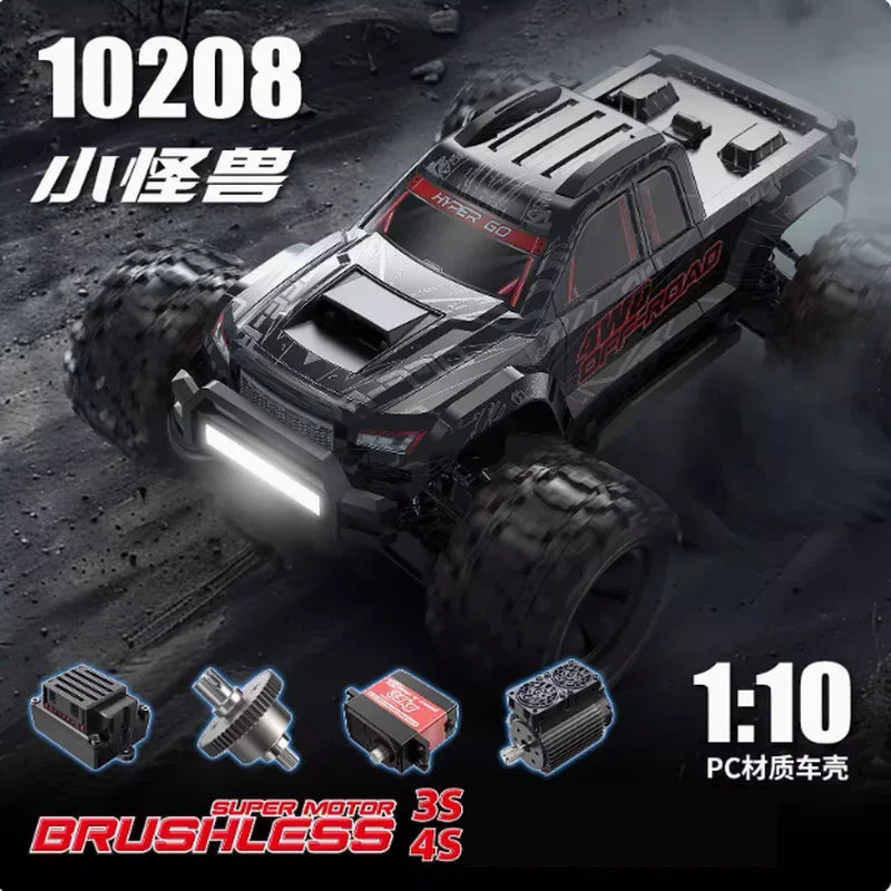 New MJX 10208 Small Monster 1/10 Hypergo 2.4G Brushless High Speed RC Professional Adult Off road Remote Control Vehicle RC Cars Ai-TechWorld 